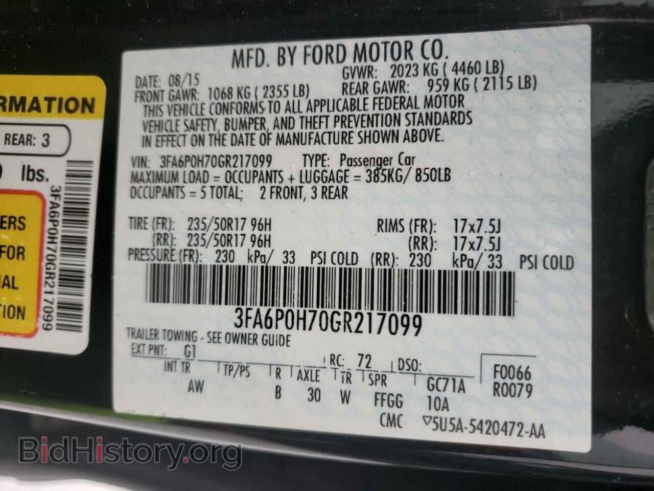2016 FORD FUSION - VIN: 3FA6P0H70GR217099 - Фото 10