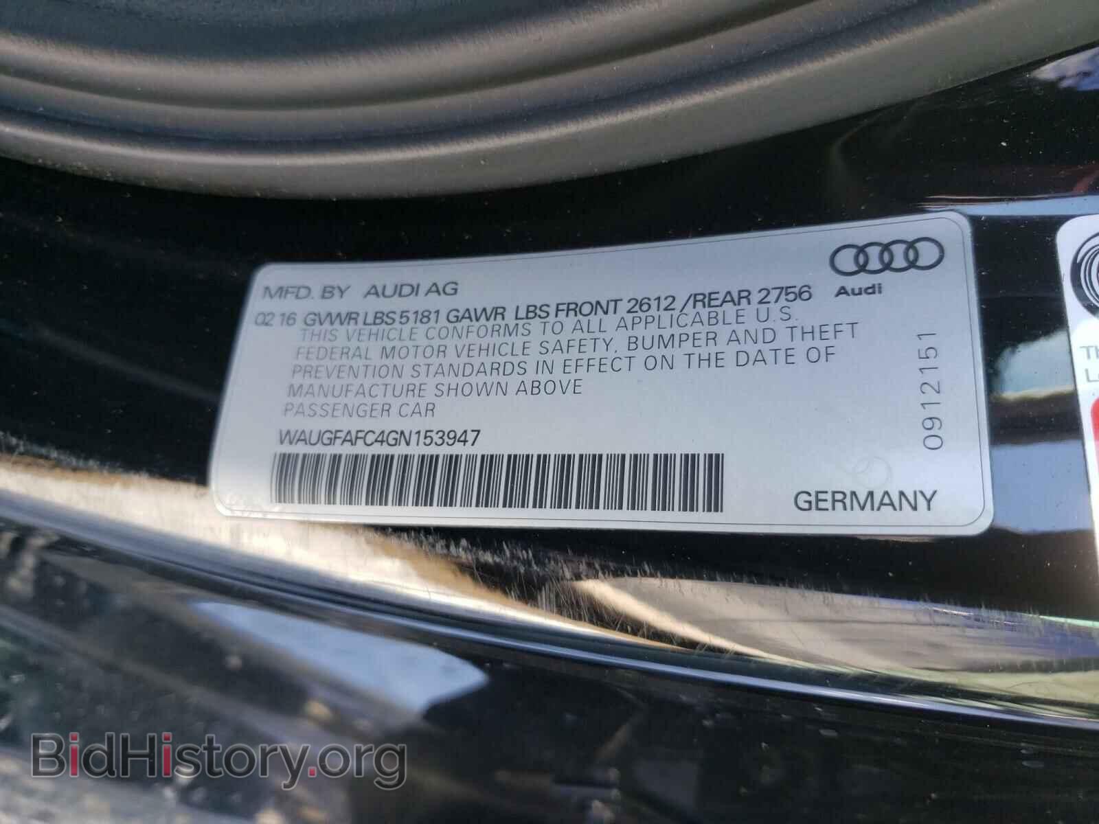 2016 AUDI A6 - VIN: WAUGFAFC4GN153947 - Фото 10