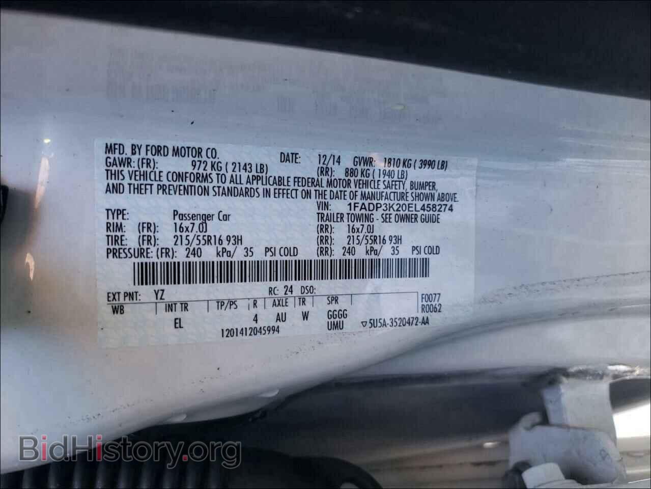 2014 FORD FOCUS - VIN: 1FADP3K20EL458274 - Photo 10