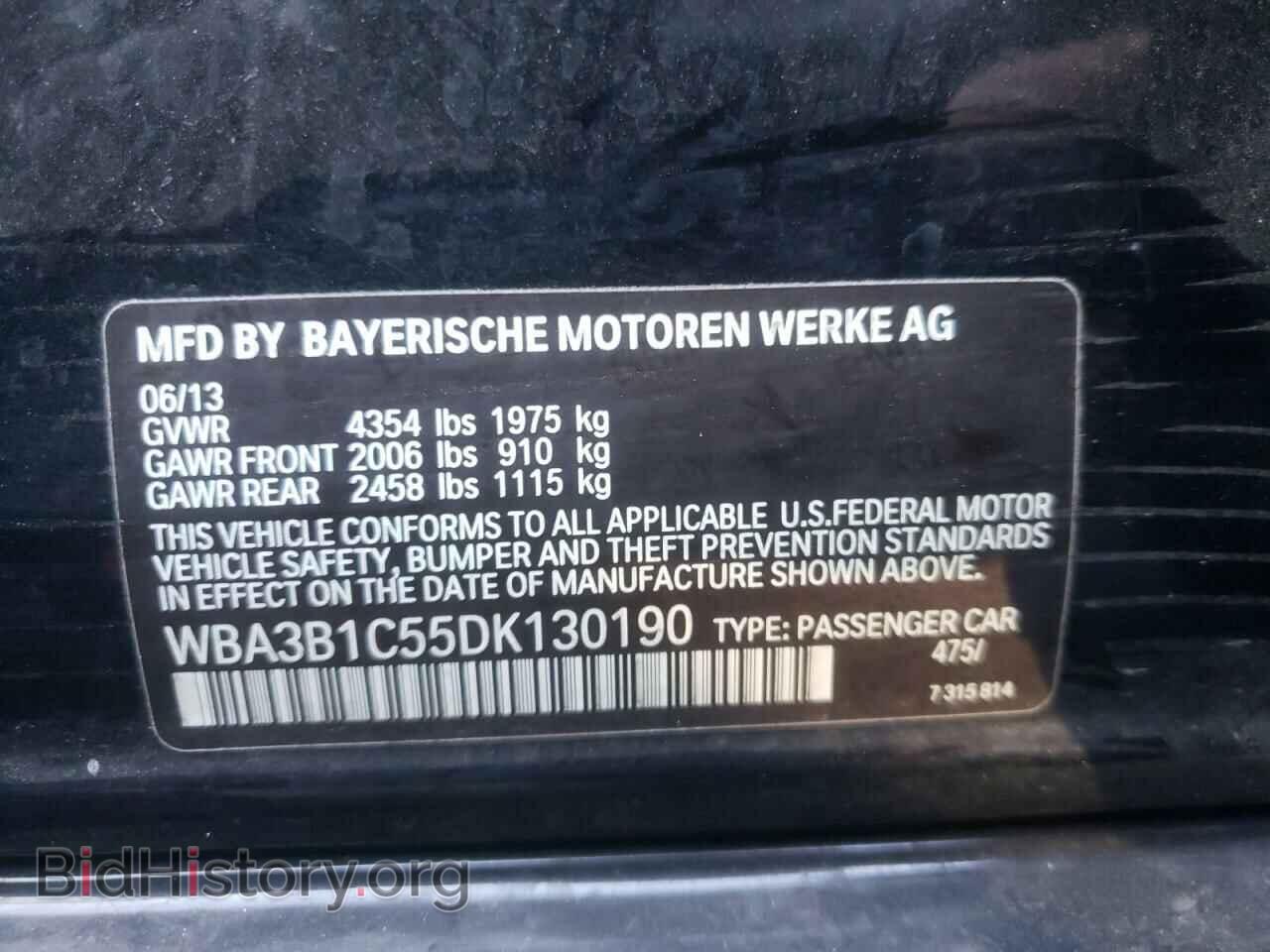 2013 BMW 3 SERIES - VIN: WBA3B1C55DK130190 - Фото 10