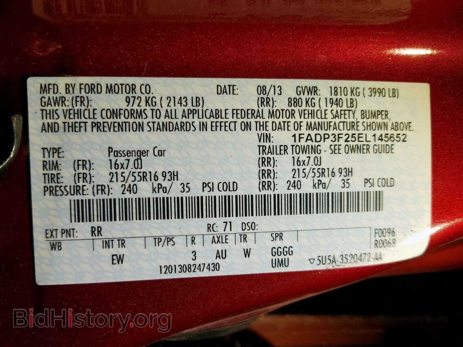 2014 FORD FOCUS - VIN: 1FADP3F25EL145652 - Фото 10