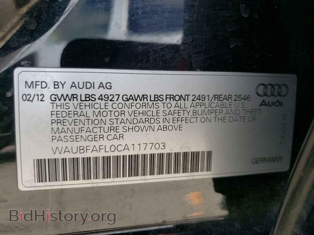 2012 AUDI A4 - VIN: WAUBFAFL0CA117703 - Фото 10