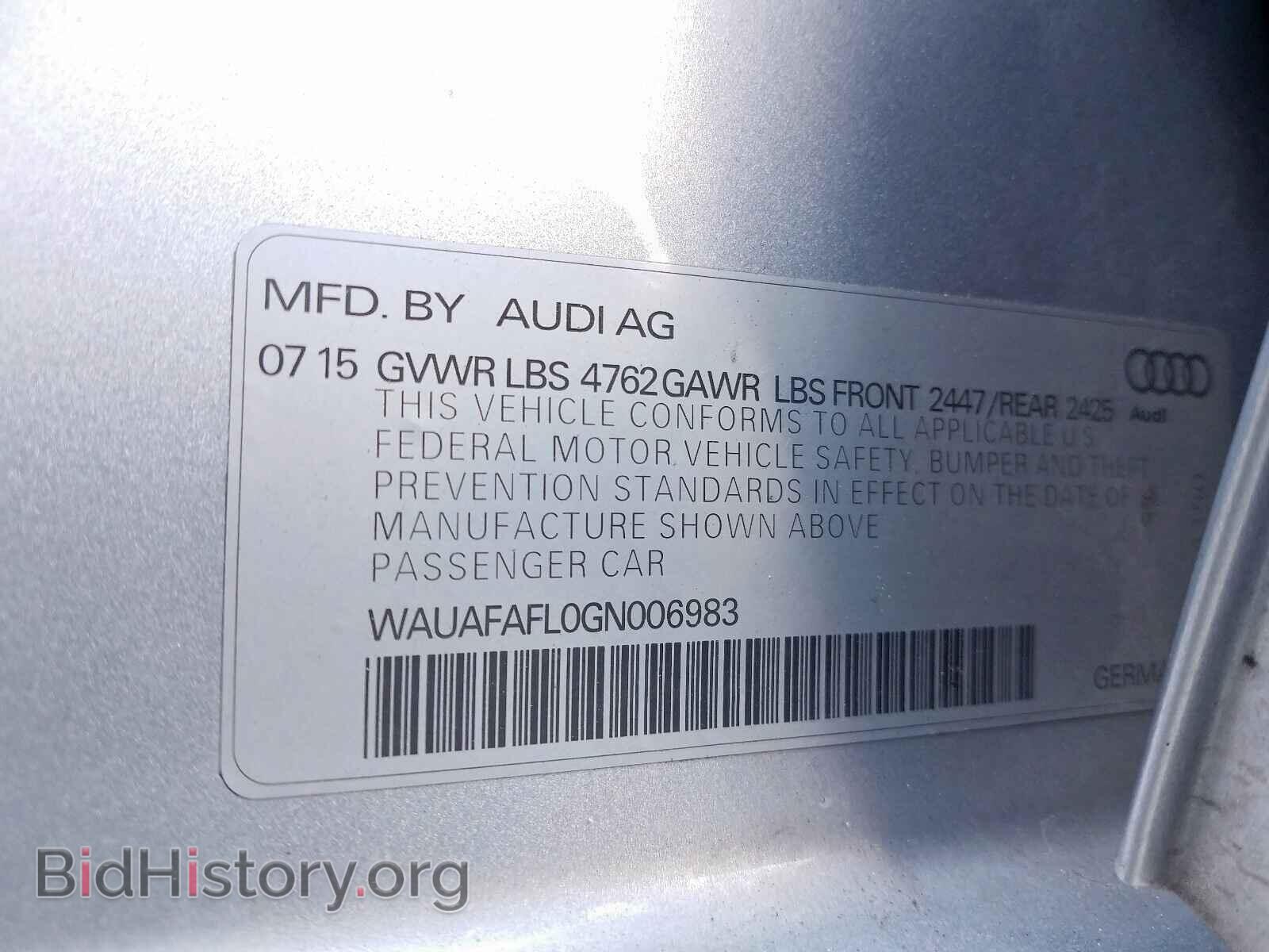 2016 AUDI A4 - VIN: WAUAFAFL0GN006983 - Фото 10