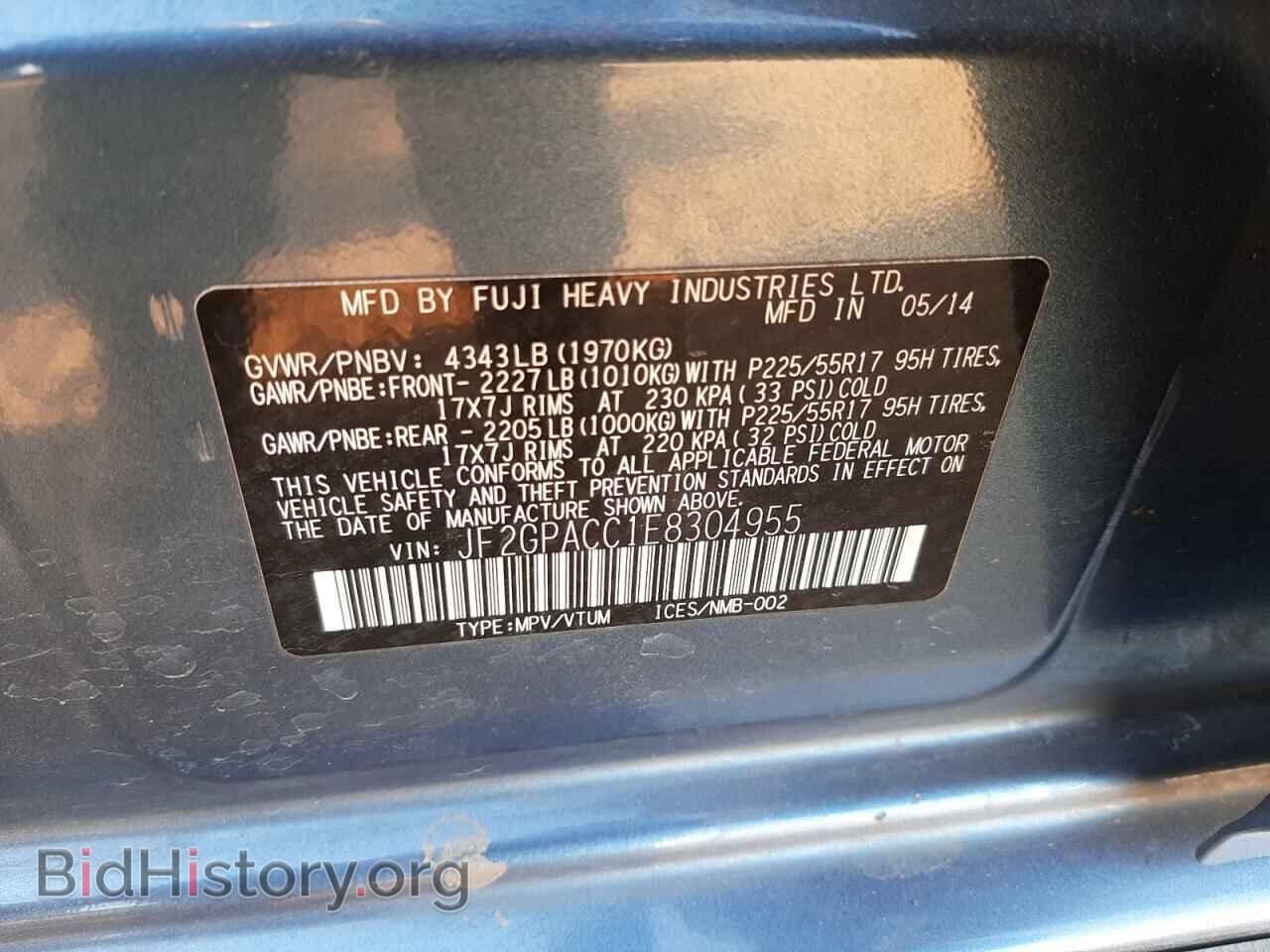 2014 SUBARU XV - VIN: JF2GPACC1E8304955 - Фото 10