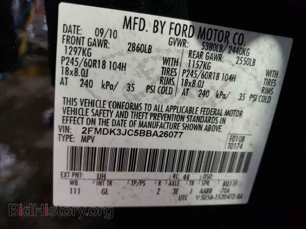 2011 FORD EDGE - VIN: 2FMDK3JC5BBA26077 - Photo 10