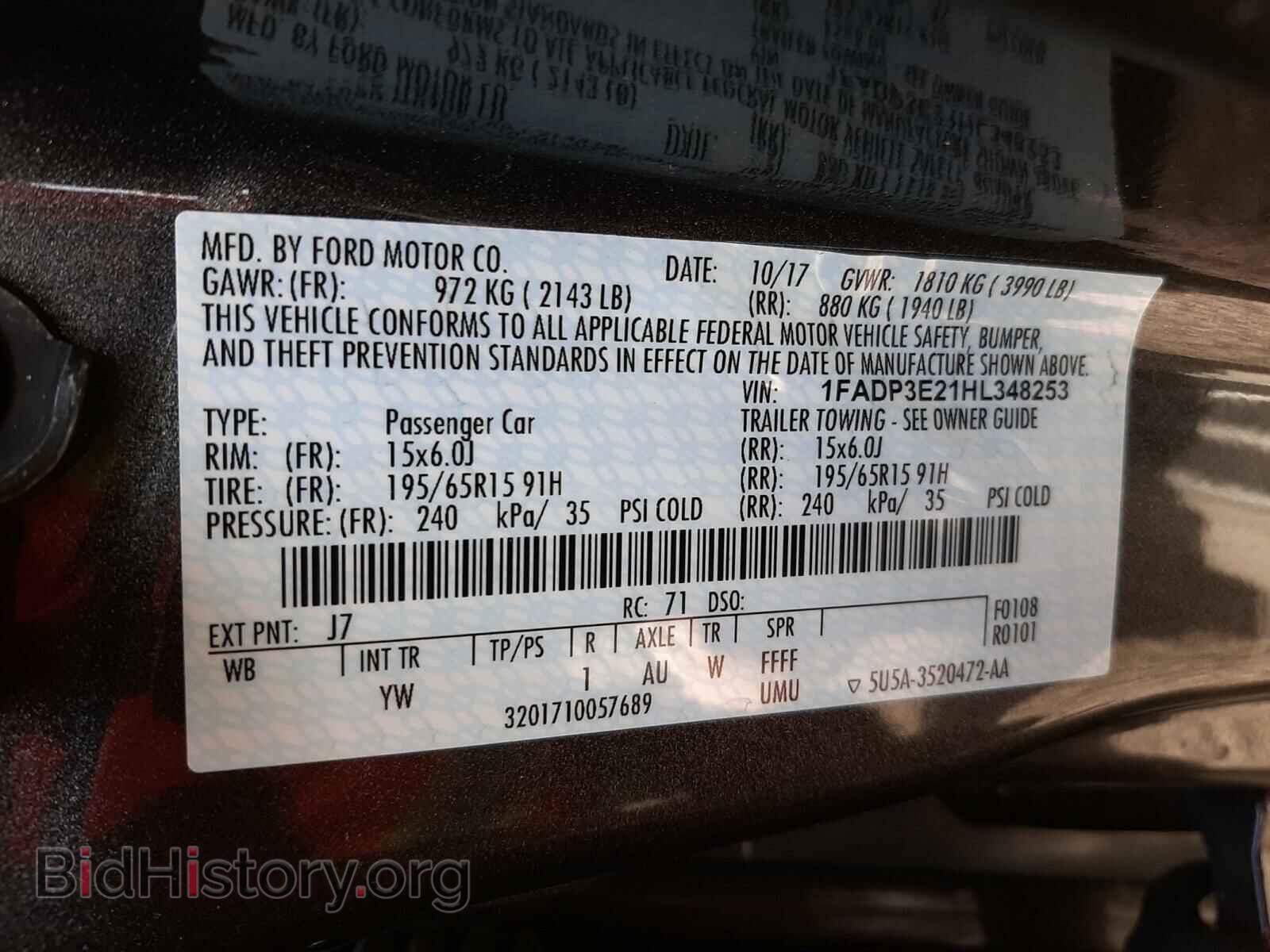 2017 FORD FOCUS - VIN: 1FADP3E21HL348253 - Фото 10