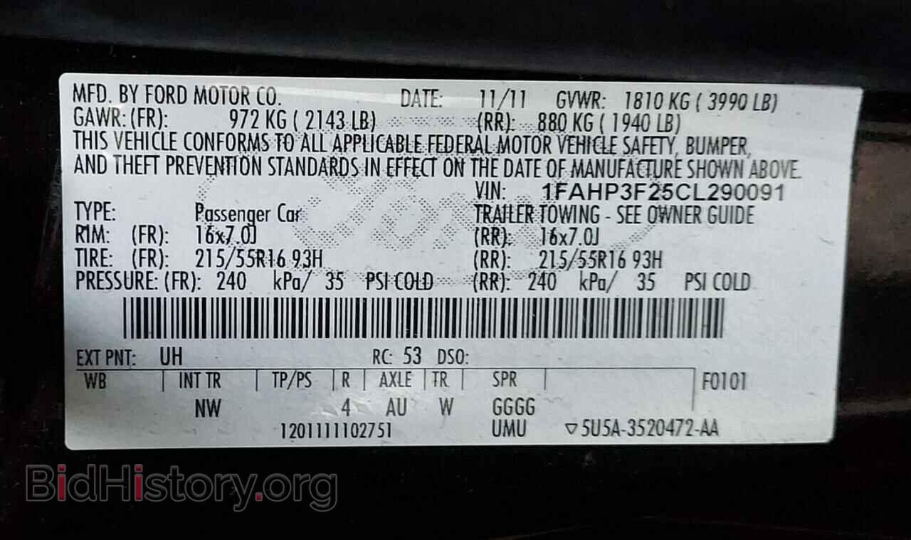 2012 FORD FOCUS - VIN: 1FAHP3F25CL290091 - Фото 10