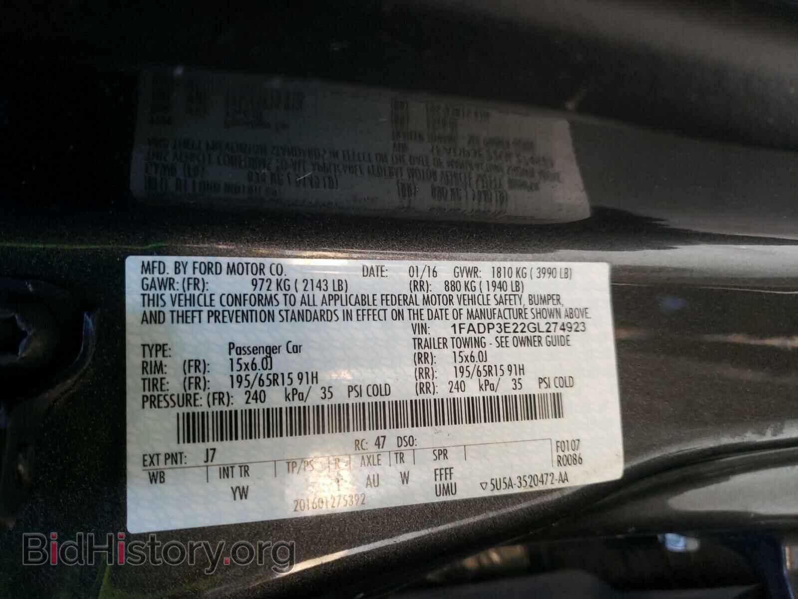 2016 FORD FOCUS - VIN: 1FADP3E22GL274923 - Фото 10