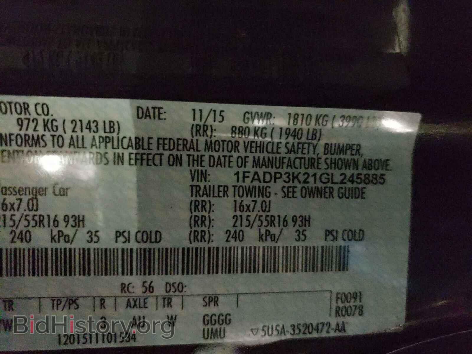 2016 FORD FOCUS - VIN: 1FADP3K21GL245885 - Фото 10