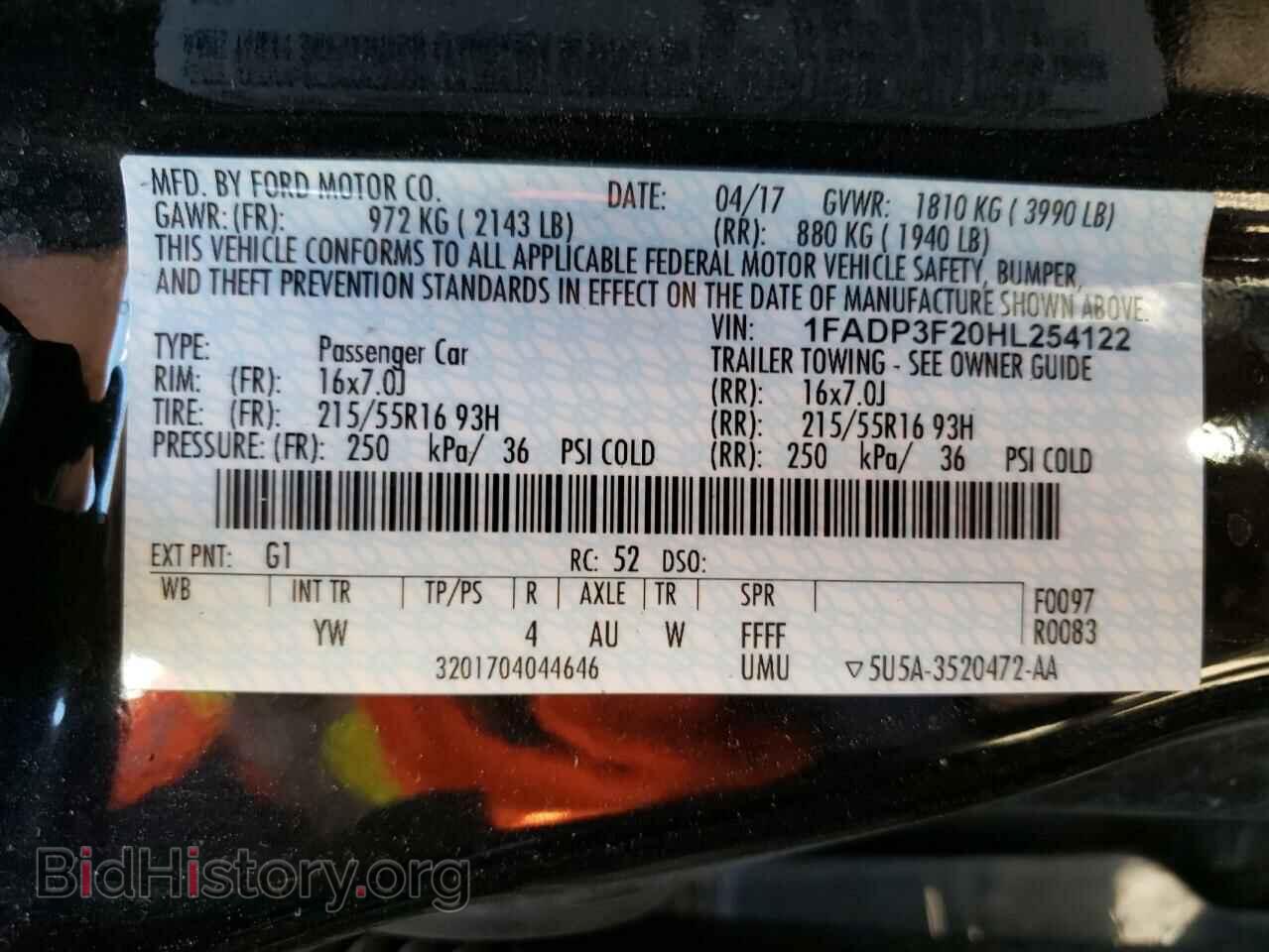 2017 FORD FOCUS - VIN: 1FADP3F20HL254122 - Фото 10