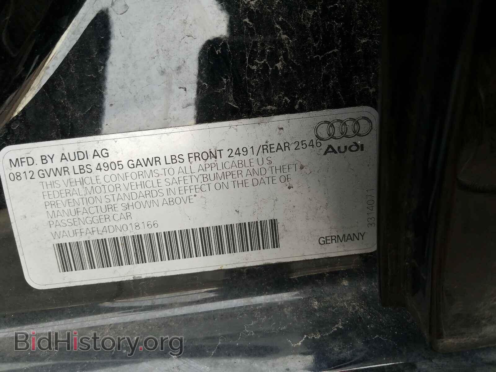 2013 AUDI A4 - VIN: WAUFFAFL4DN018166 - Фото 10