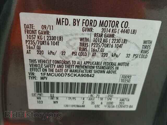 2012 FORD ESCAPE - VIN: 1FMCU0D75CKA90842 - Фото 10