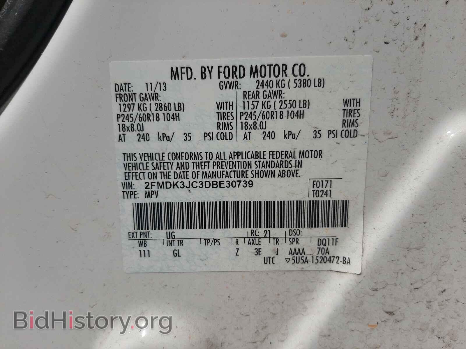 2013 FORD EDGE - VIN: 2FMDK3JC3DBE30739 - Photo 10