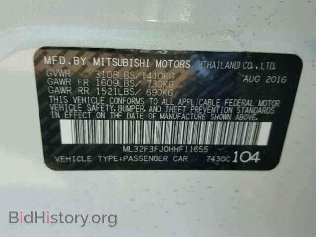 2017 MITSUBISHI MIRAGE - VIN: ML32F3FJ0HHF11655 - Фото 10