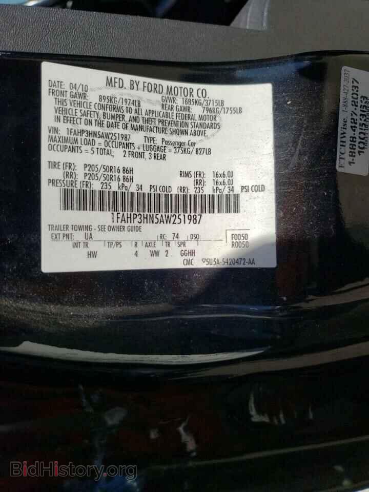 2010 FORD FOCUS - VIN: 1FAHP3HN5AW251987 - Фото 10