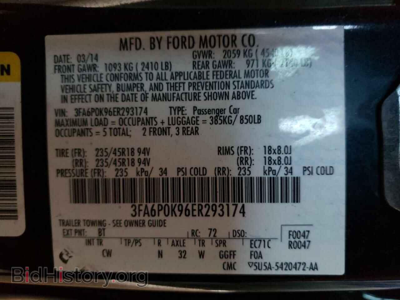 2014 FORD FUSION - VIN: 3FA6P0K96ER293174 - Фото 10
