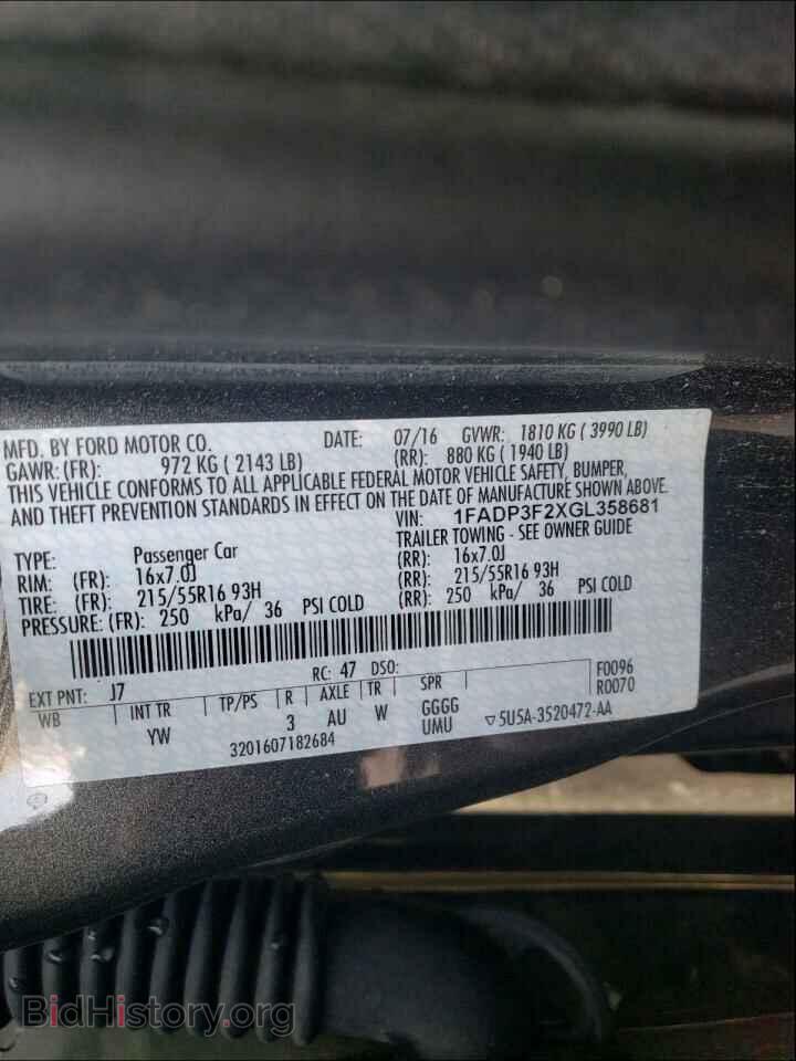 2016 FORD FOCUS - VIN: 1FADP3F2XGL358681 - Фото 10