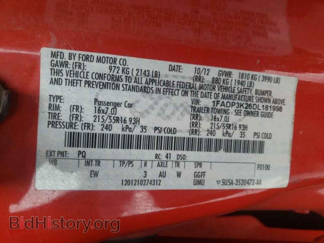 2013 FORD FOCUS - VIN: 1FADP3K26DL181998 - Фото 10