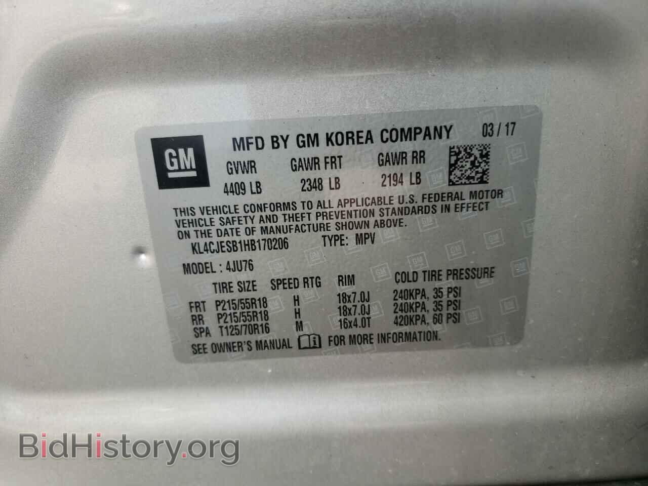 2017 BUICK ENCORE - VIN: KL4CJESB1HB170206 - Photo 10