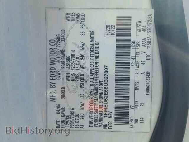 2006 FORD EXPLORER - VIN: 1FMEU62E66UB27807 - Фото 10