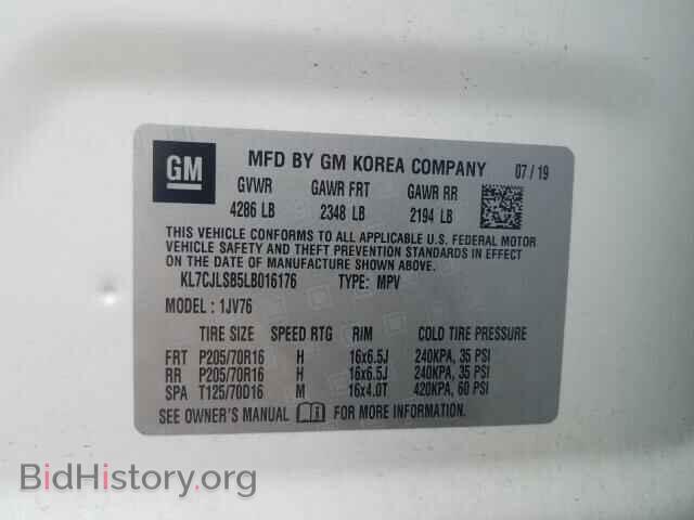 2020 CHEVROLET TRAX - VIN: KL7CJLSB5LB016176 - Фото 10
