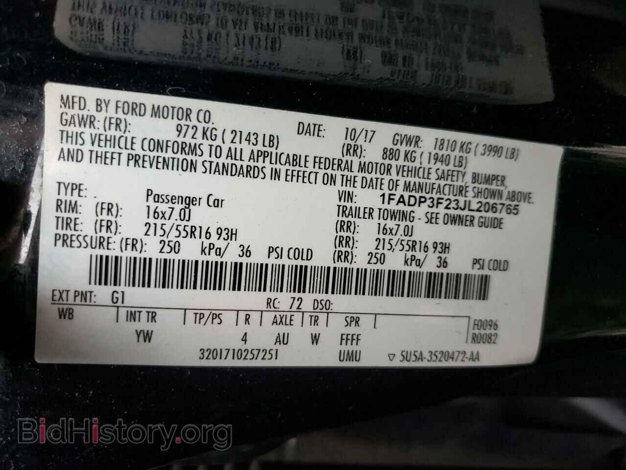 2018 FORD FOCUS - VIN: 1FADP3F23JL206765 - Фото 10