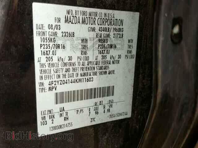 2004 MAZDA TRIBUTE - VIN: 4F2YZ04144KM11603 - Фото 10