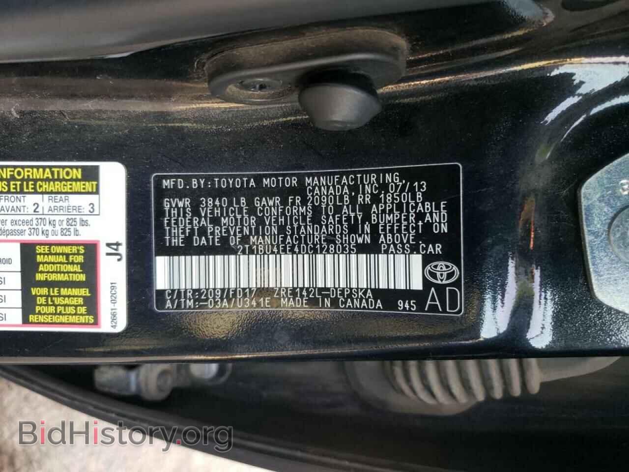 2013 TOYOTA COROLLA - VIN: 2T1BU4EE4DC128035 - Фото 10