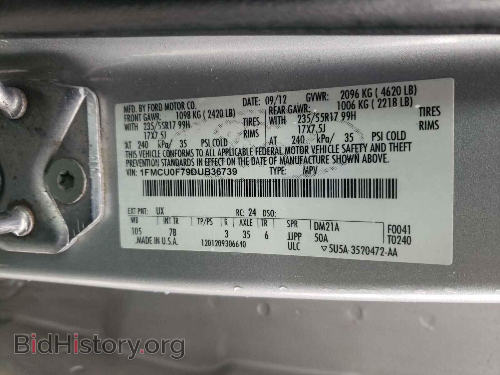 2013 FORD ESCAPE - VIN: 1FMCU0F79DUB36739 - Photo 10