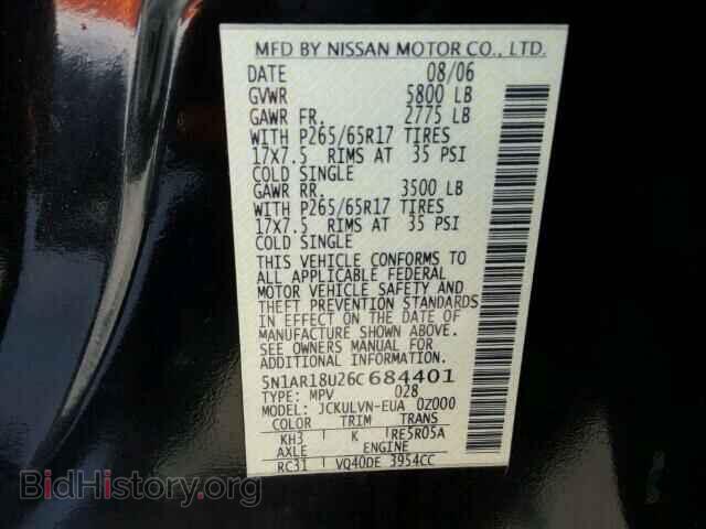 2006 NISSAN PATHFINDER - VIN: 5N1AR18U26C684401 - Фото 10