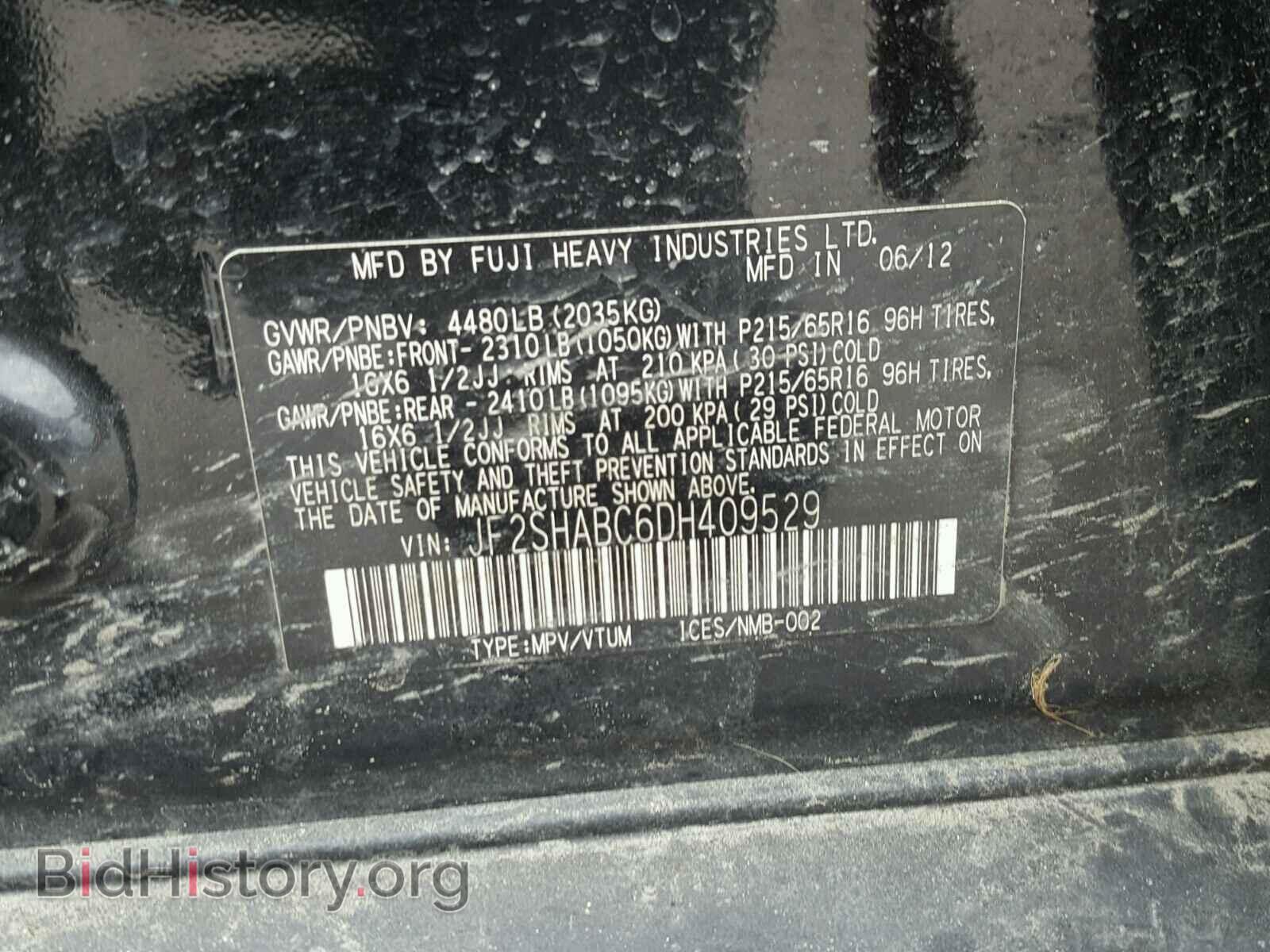 2013 SUBARU FORESTER - VIN: JF2SHABC6DH409529 - Фото 10