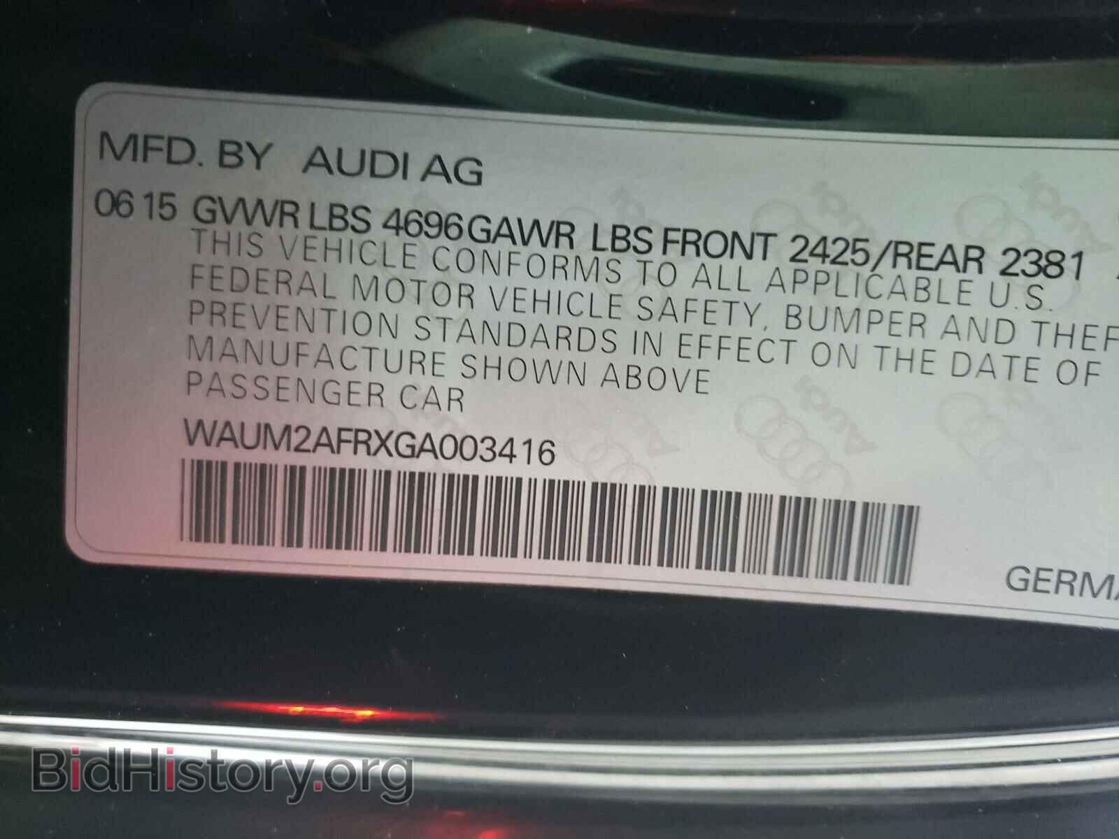 2016 AUDI A5 - VIN: WAUM2AFRXGA003416 - Фото 10