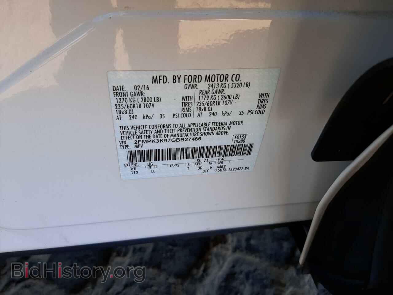 2016 FORD EDGE - VIN: 2FMPK3K97GBB27466 - Фото 10