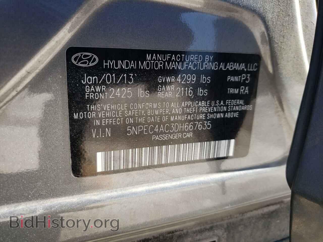 2013 HYUNDAI SONATA - VIN: 5NPEC4AC3DH667635 - Photo 10