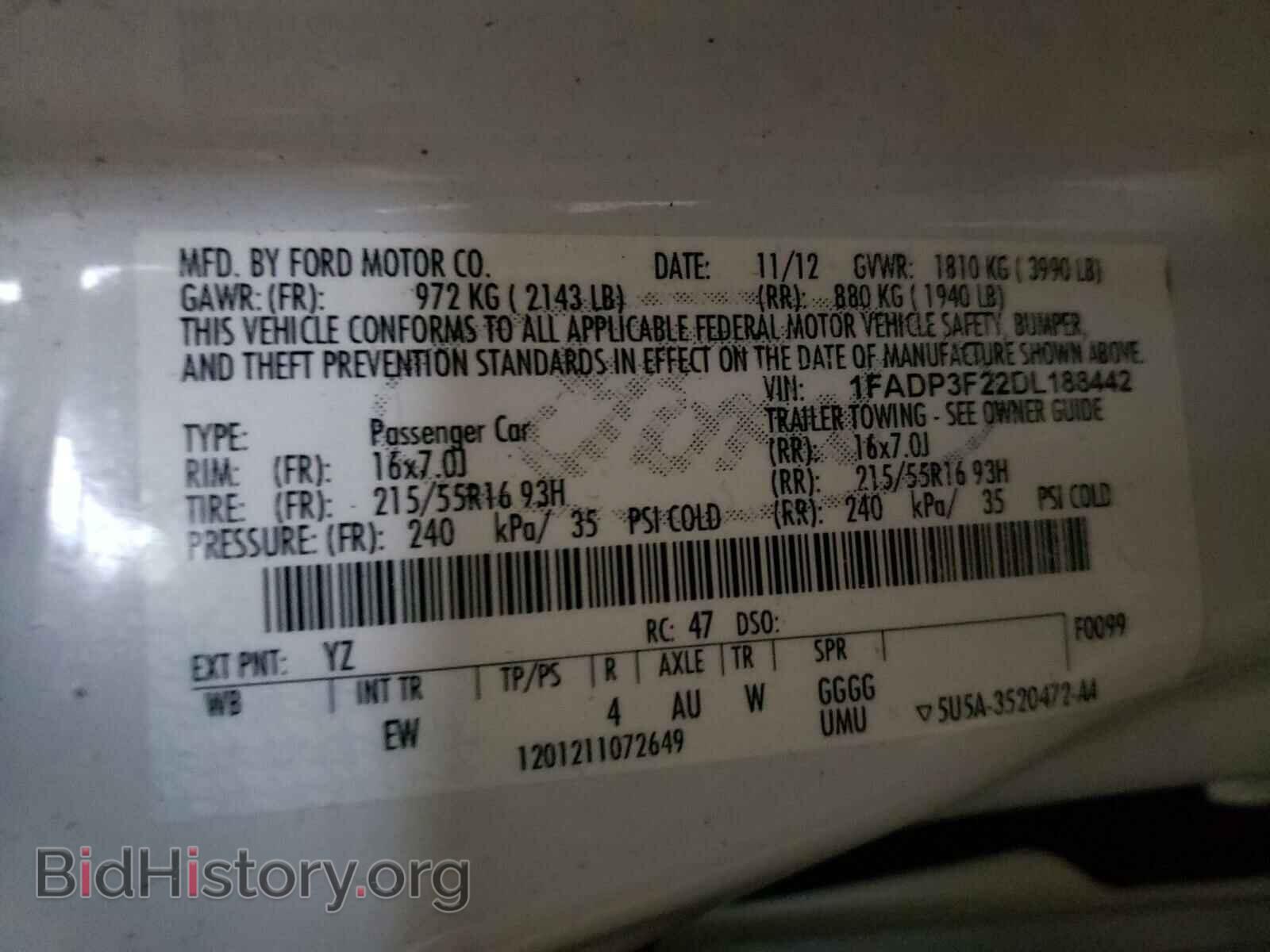 2013 FORD FOCUS - VIN: 1FADP3F22DL188442 - Фото 10