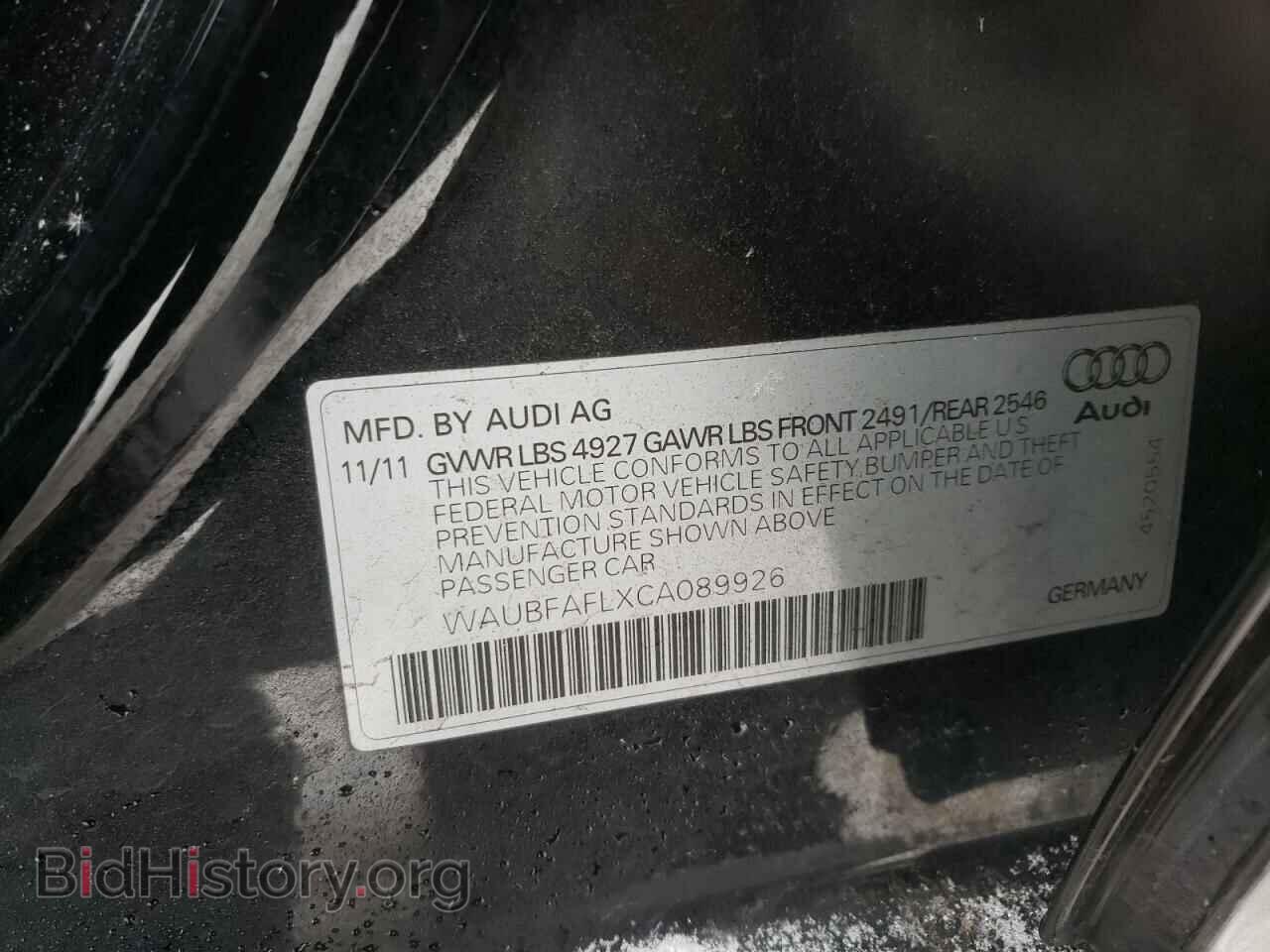 2012 AUDI A4 - VIN: WAUBFAFLXCA089926 - Photo 10