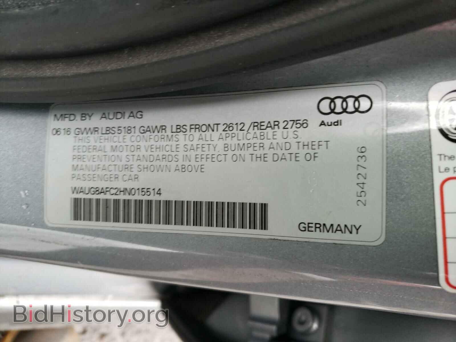 2017 AUDI A6 - VIN: WAUG8AFC2HN015514 - Фото 10