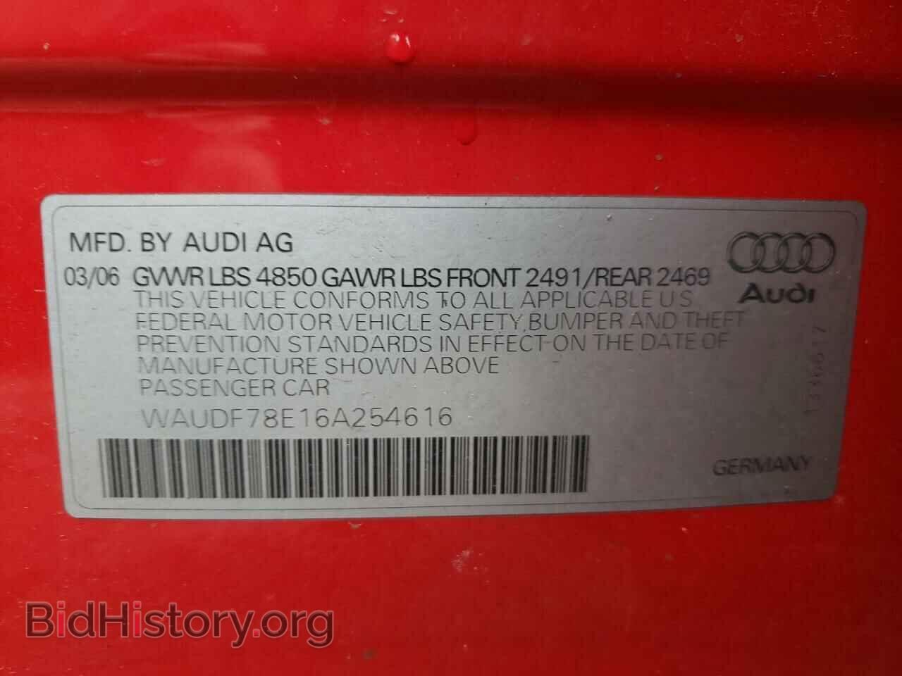 2006 AUDI A4 - VIN: WAUDF78E16A254616 - Фото 10