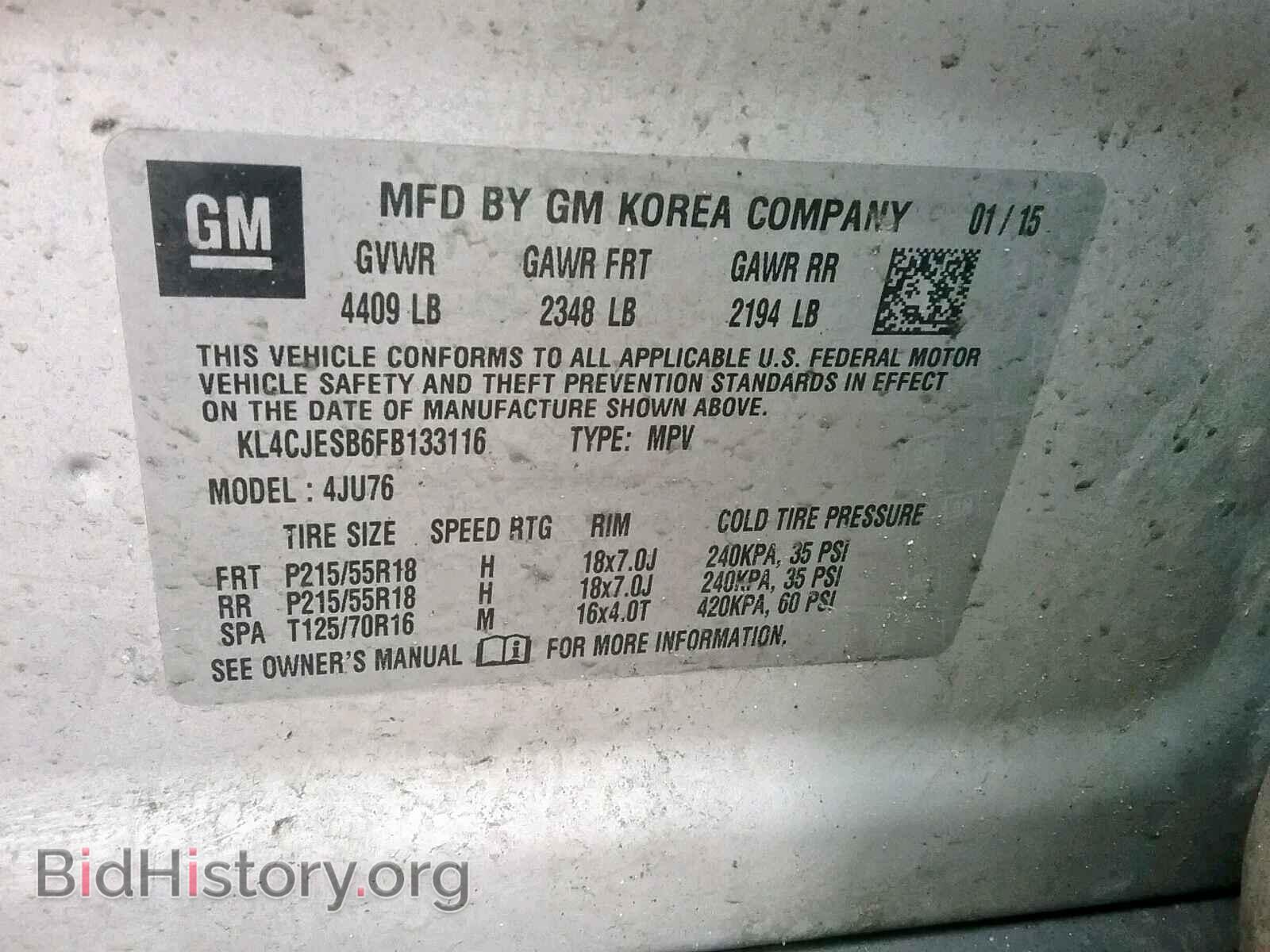 2015 BUICK ENCORE - VIN: KL4CJESB6FB133116 - Фото 10