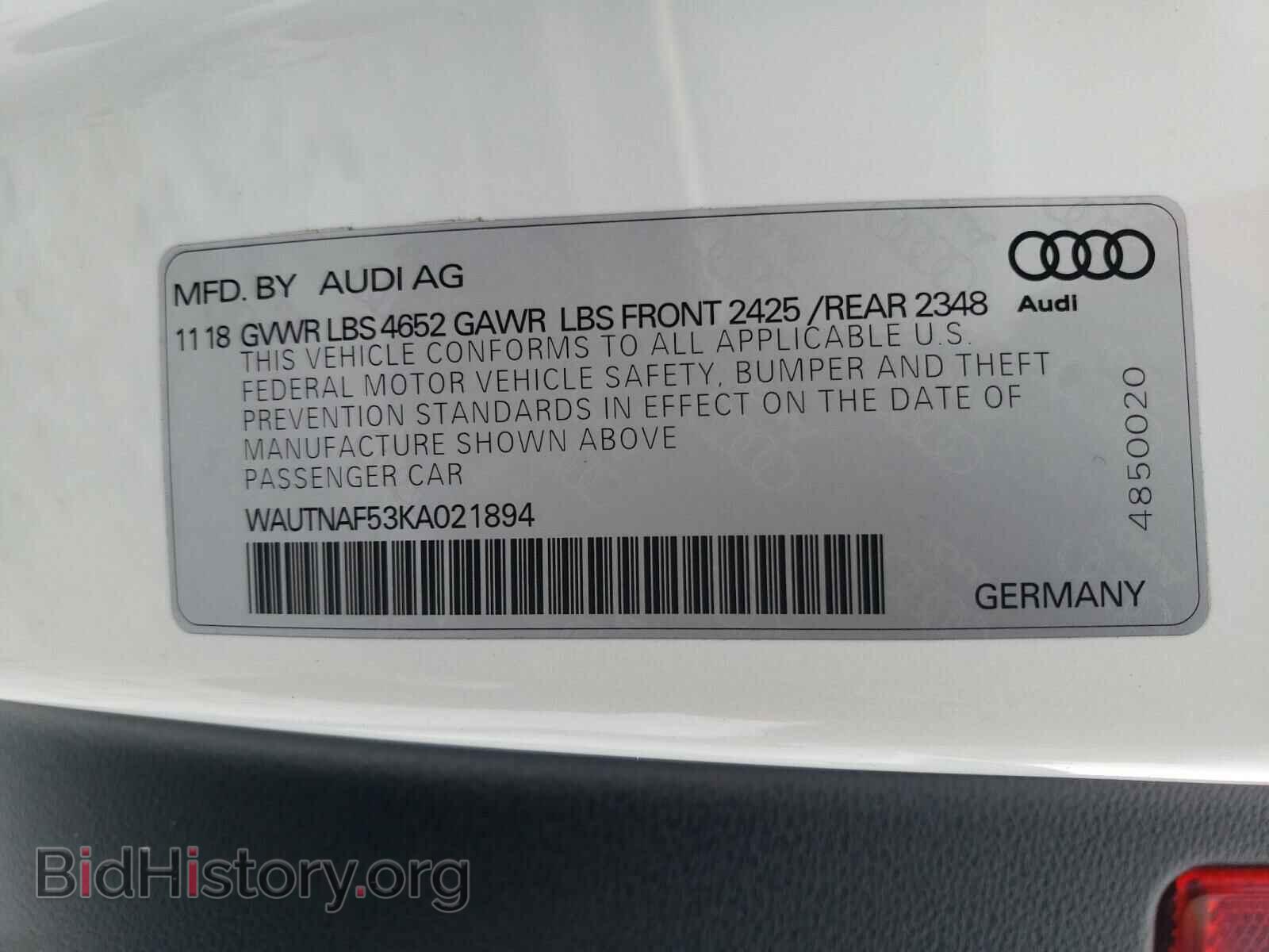2019 AUDI A5 - VIN: WAUTNAF53KA021894 - Фото 10