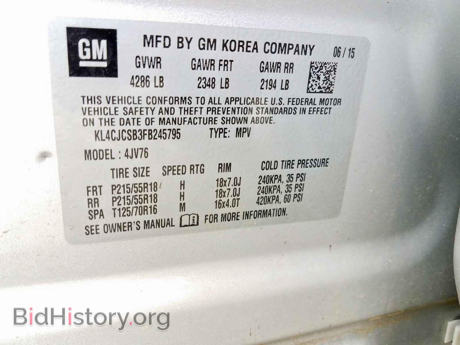 2015 BUICK ENCORE - VIN: KL4CJCSB3FB245795 - Фото 10