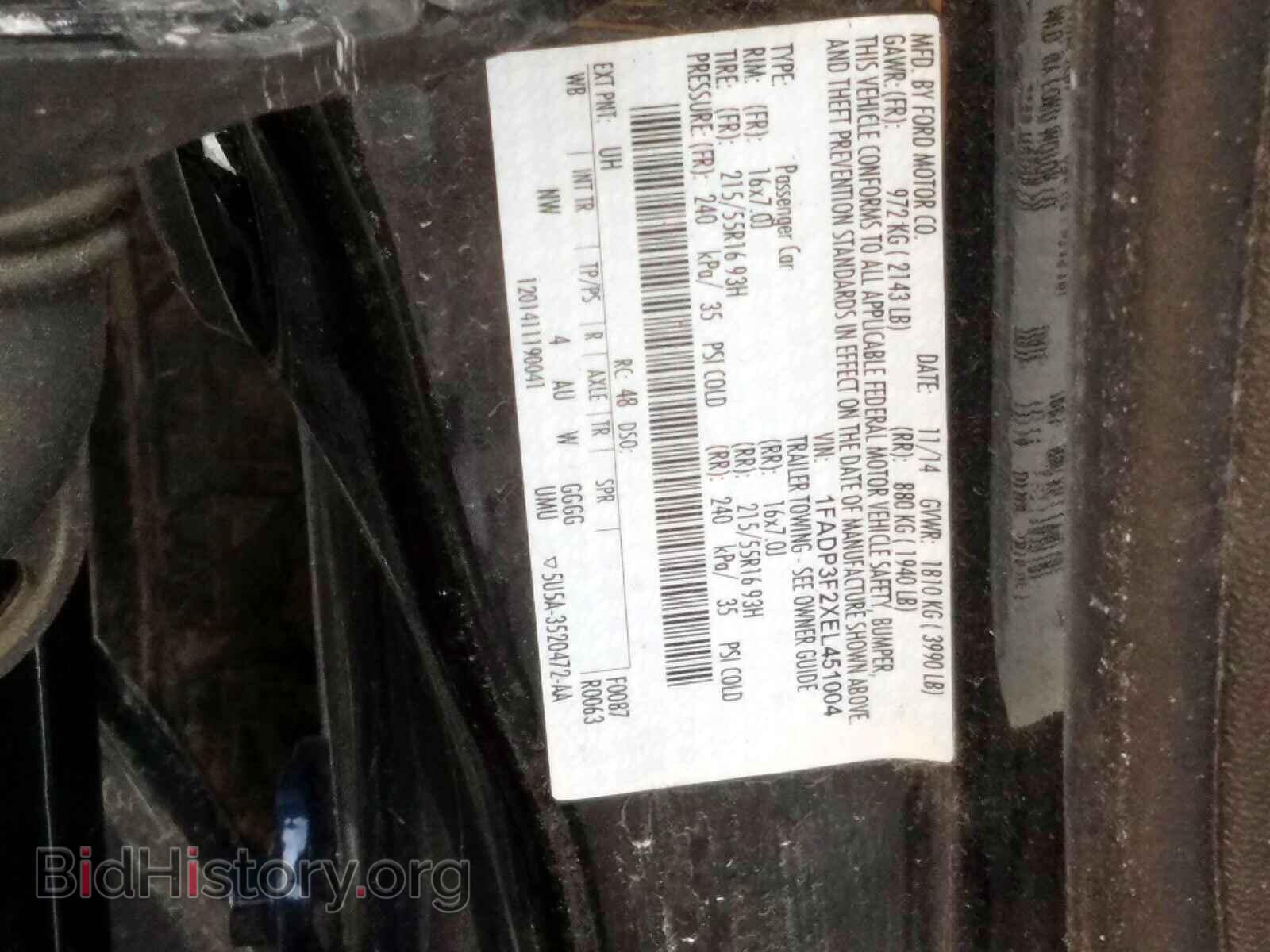 2014 FORD FOCUS - VIN: 1FADP3F2XEL451004 - Фото 10