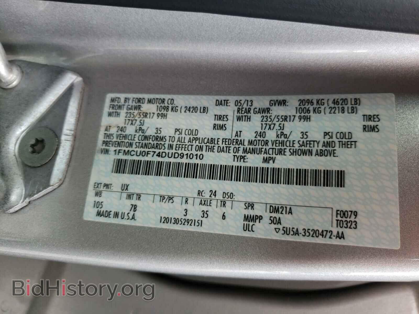 2013 FORD ESCAPE - VIN: 1FMCU0F74DUD91010 - Photo 10