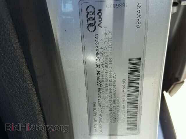 2002 AUDI A4 - VIN: WAUVT68E92A295450 - Фото 10