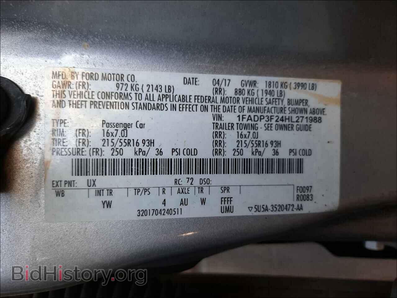 2017 FORD FOCUS - VIN: 1FADP3F24HL271988 - Фото 10