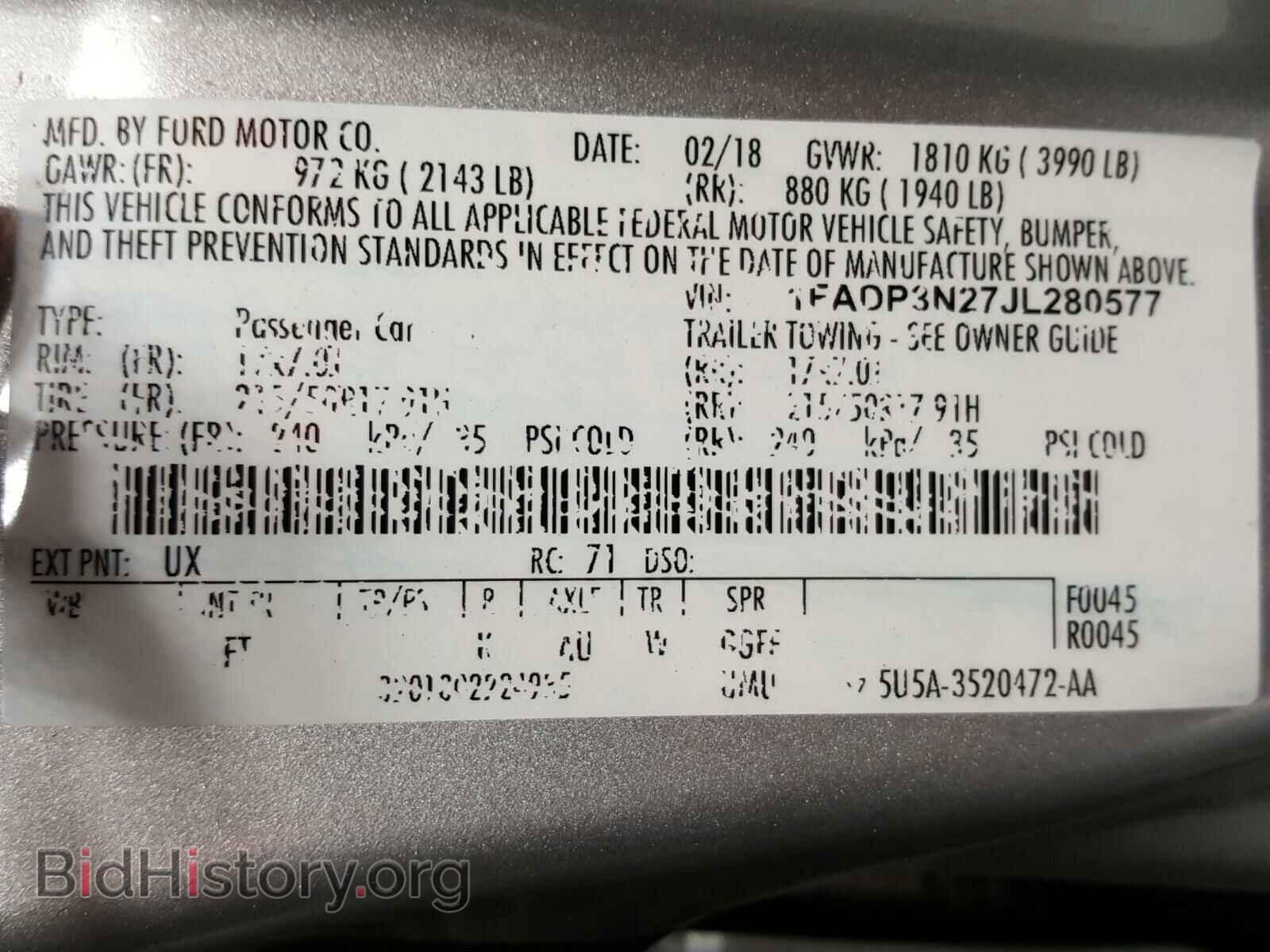 2018 FORD FOCUS - VIN: 1FADP3N27JL280577 - Фото 10