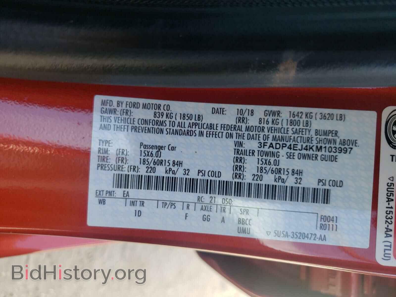 2019 FORD FIESTA - VIN: 3FADP4EJ4KM103997 - Фото 10