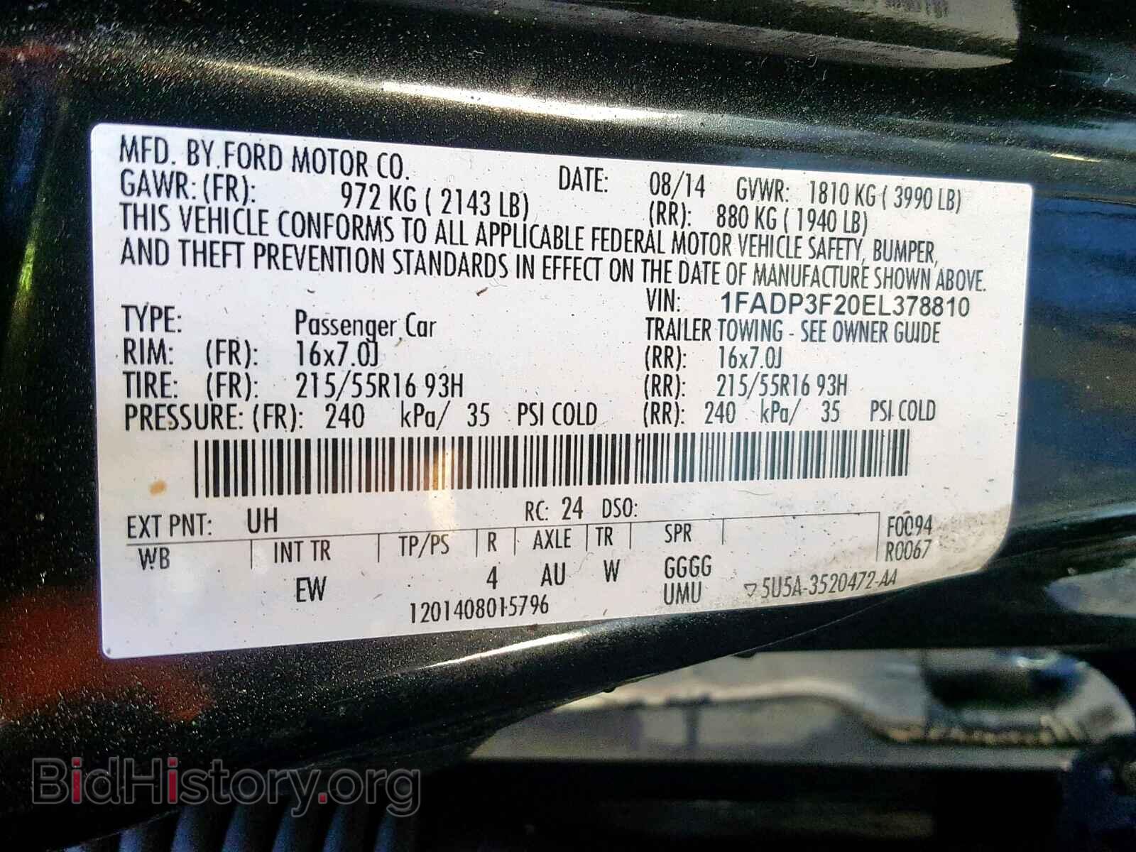 2014 FORD FOCUS SE - VIN: 1FADP3F20EL378810 - Фото 10
