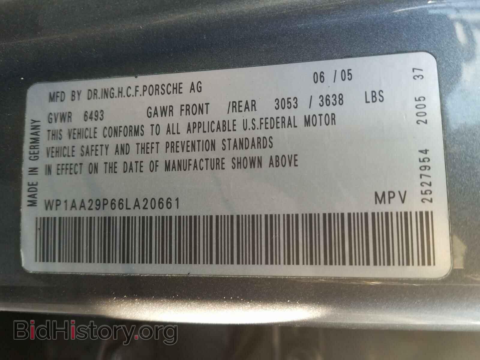 2006 PORSCHE CAYENNE - VIN: WP1AA29P66LA20661 - Фото 10