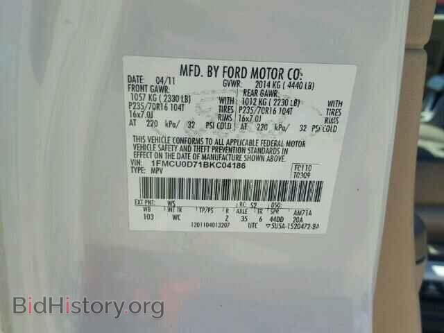 2011 FORD ESCAPE - VIN: 1FMCU0D71BKC04186 - Фото 10